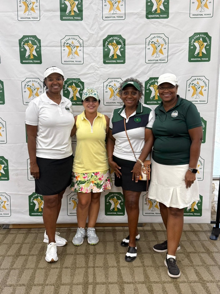 Four female golfers at a Lone Star Golf association event. Houston Texas.