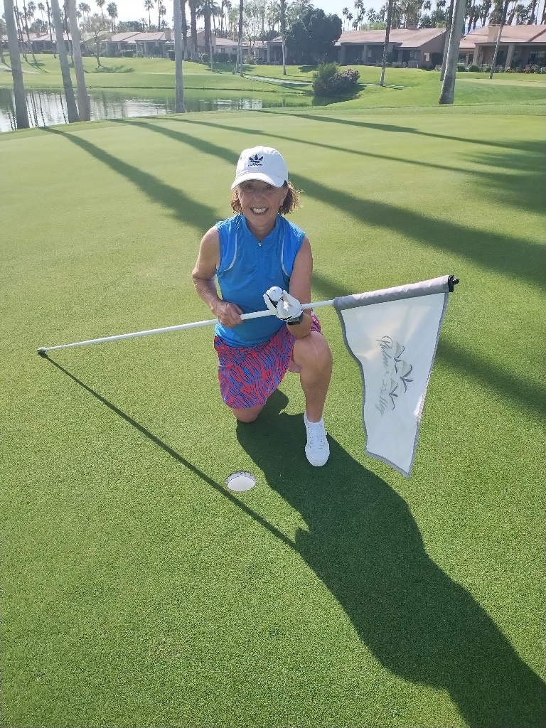 Big congrats to Marilyn, who made a hole in one at Palm Valley, Hole 12, 105 yards!